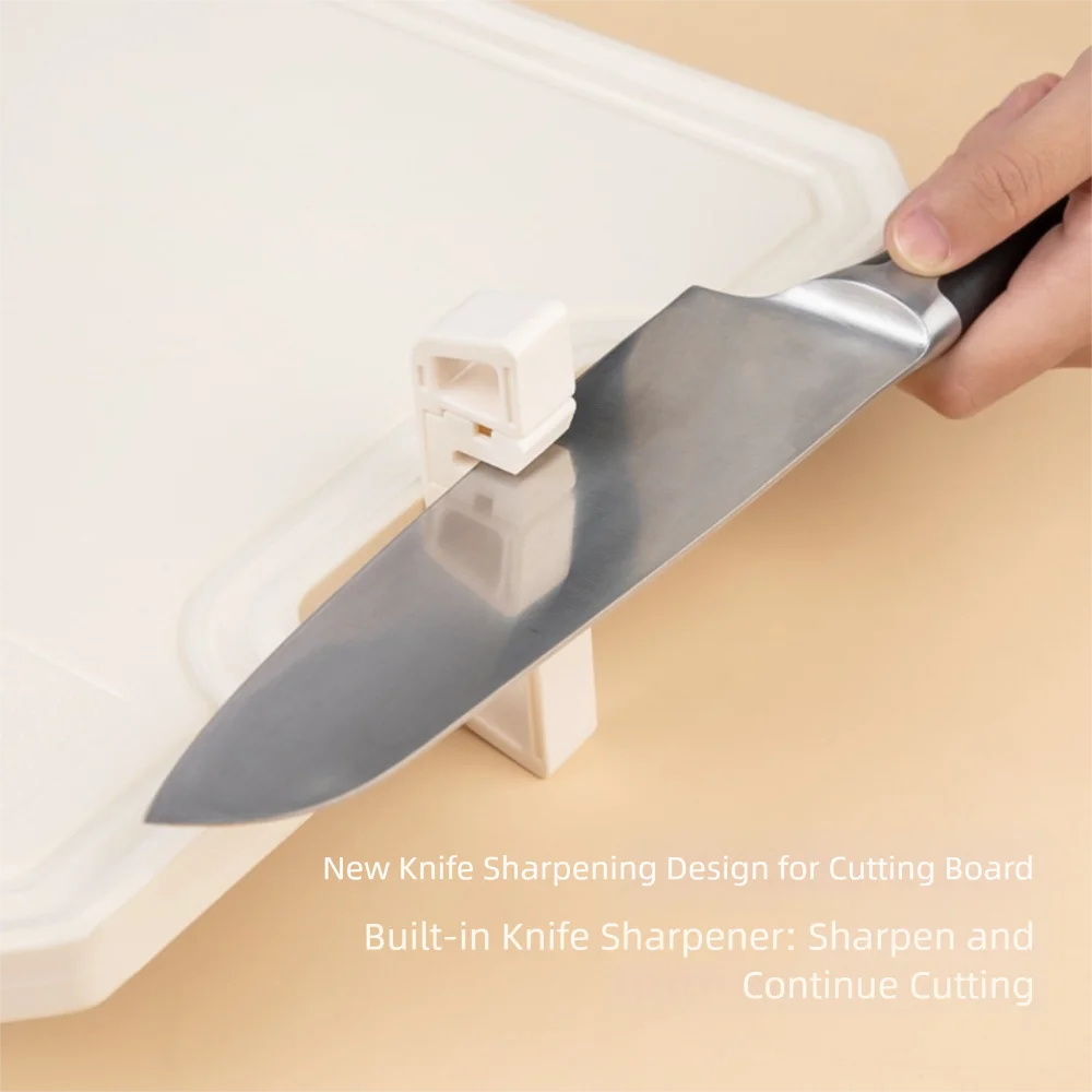 Double Sided Chopping Board Stainless Steel Anti-Slip Cutting Board with Sharpener Multifunctional Chopping Block