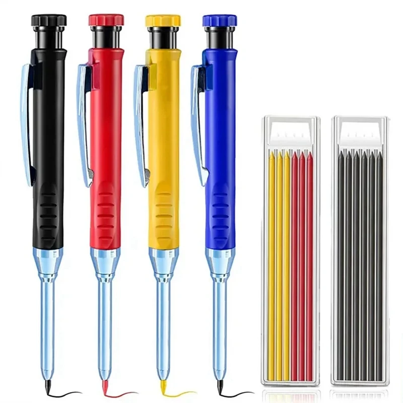 

2.8Mm Solid Carpenter Mechanical Pencil Set Kit With Sharpener For Woodworking Construction Long Head Carpenter Pencil Kit