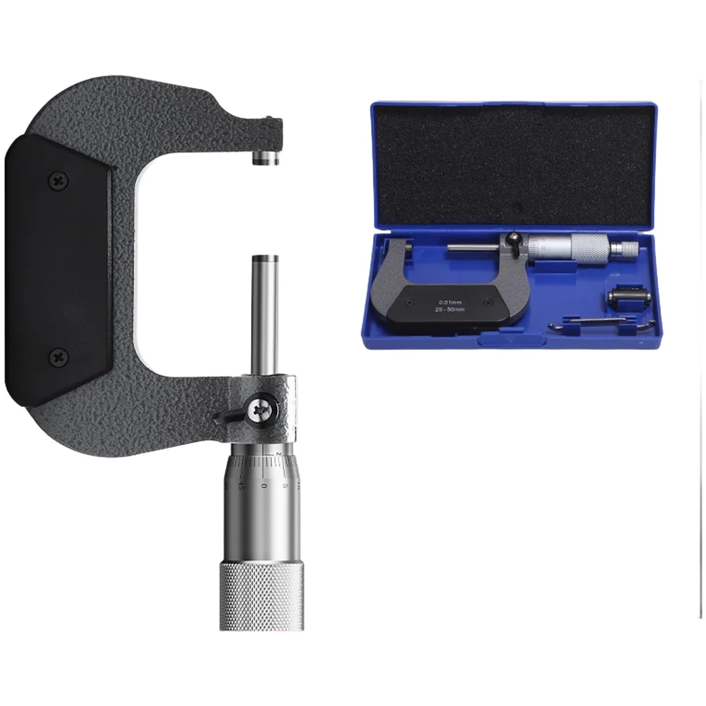 0 100mm Mechanical Micrometer High Accuracy 0.01mm Resolution Steel External Diameter Measuring Tool For Industrial Testing And