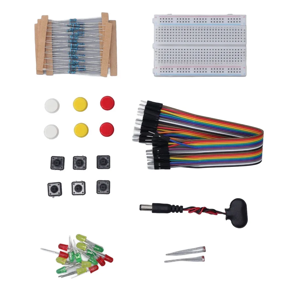 with 400 Hole Breadboard Electronics Kit with LED Lights with Button and Resistor Electronics Component Kit