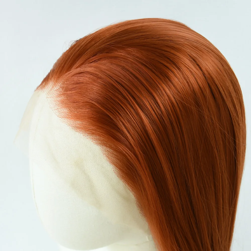

Orange Long Straight for Women 13X4 HD Ginger Orange Heat Resistant Fiber with High Quality Synthetic Lace Wigs Nick And Judy