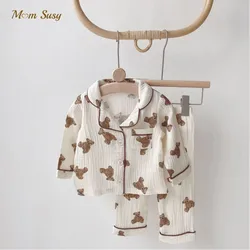 Baby Girl Boy Cotton Pajamas Set Shirt+Pant 2PCS Infant Toddler Teen Child Sleepwear Long Sleeve Home Suit Baby Clothes 1-14Y