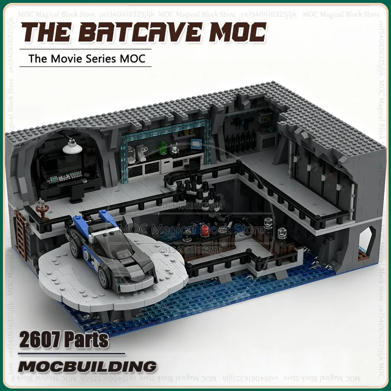 Super Movie MOC Building Blocks The Batcave Batmobile Parking Pad DIY Assembly Technology Bricks Collection Model Toys Gifts