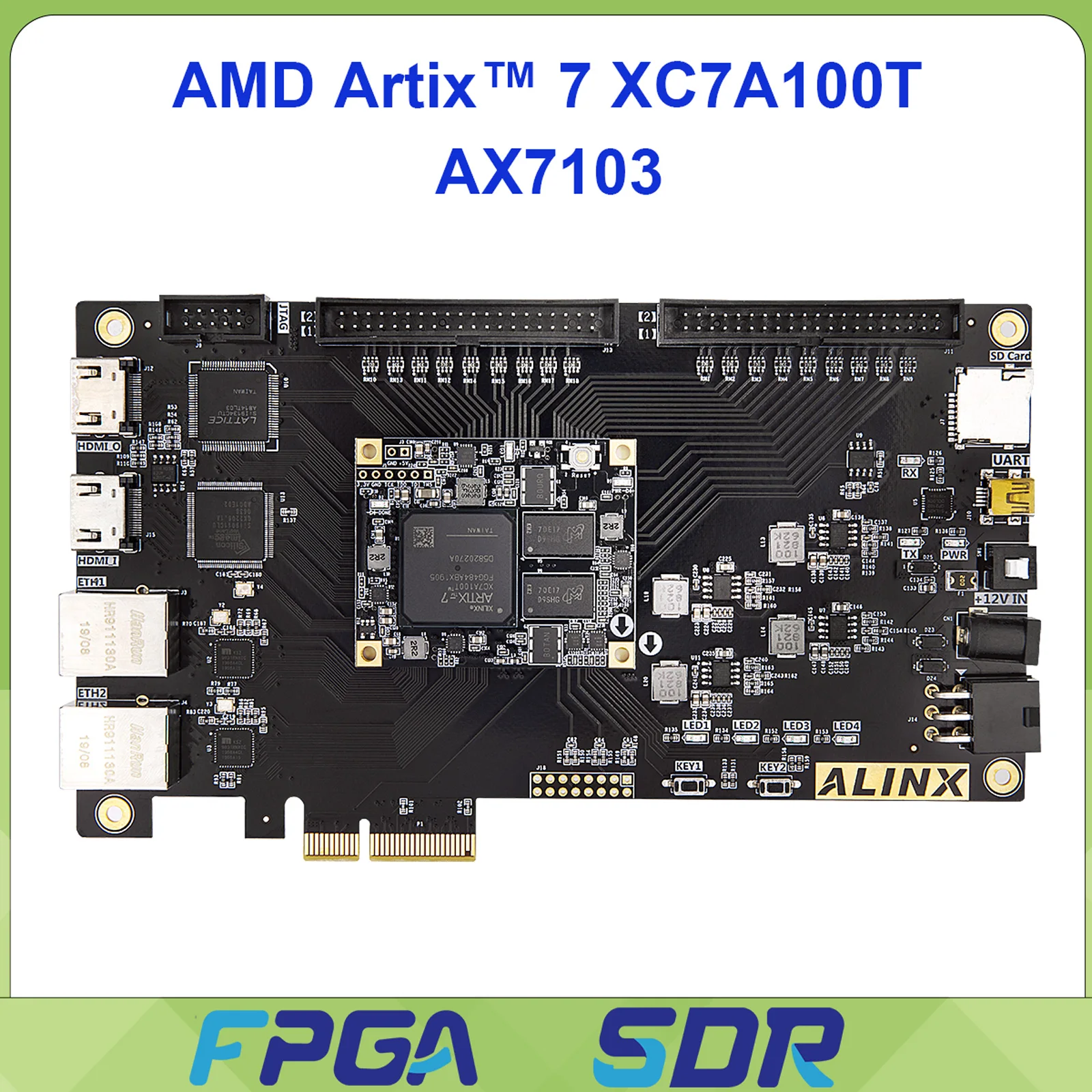 ALINX AX7103 AMD Artix-7 XC7A100T FPGA Development Board A7 System on Module (SOM) PCIe Accelerator Card for Electronic Componen