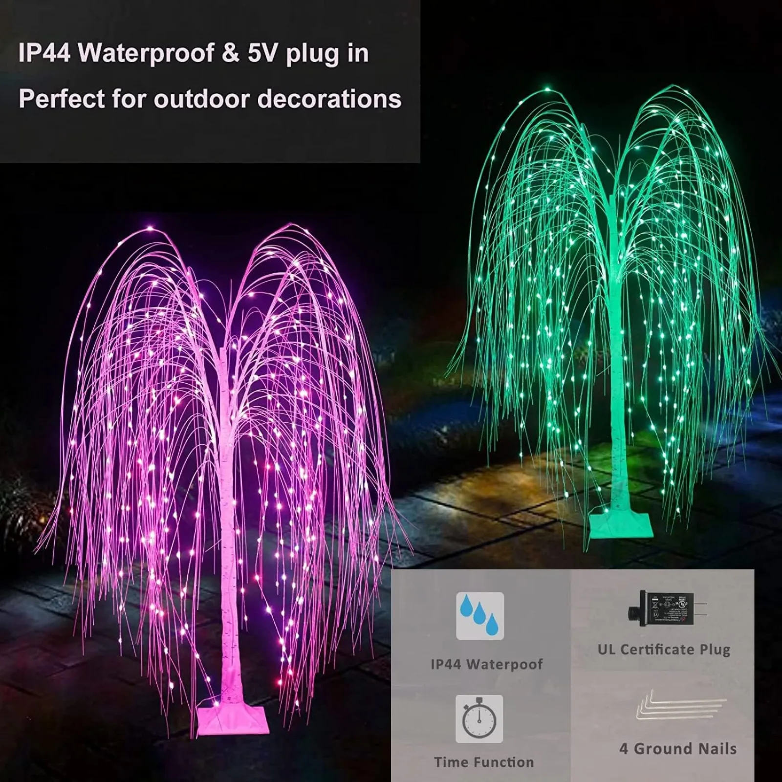 Imagem -03 - Outdoor Led Iluminado Willow Tree Mudança de Cor Light up Controle Remoto 18 Cores Eua 6ft