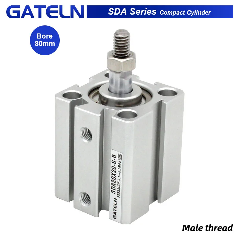 SDA80-B air pneumatic cylinder double acting compact cylinder male thread