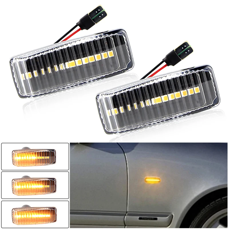

2pcs Dynamic LED Side Marker Lamp Signal Light For Mercedes-Benz C-CLASS E-CLASS S-CLASS SL-CLASS Light Shell Housings No Bulbs