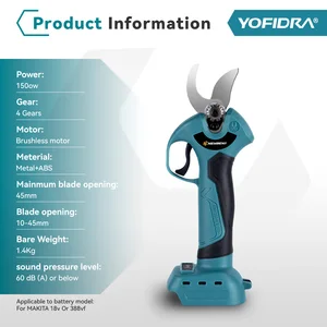 مقلم كهربائي بدون فرش للبستان ، 4 تروس ، لاسلكي ، محمول باليد ، تقليم ، قاطع أغصان الأشجار ، بطارية ماكيتا 18 فولت ، 45 مم أفضل 10 مقصات تقليم كهربائية مبيعة - رقم 7