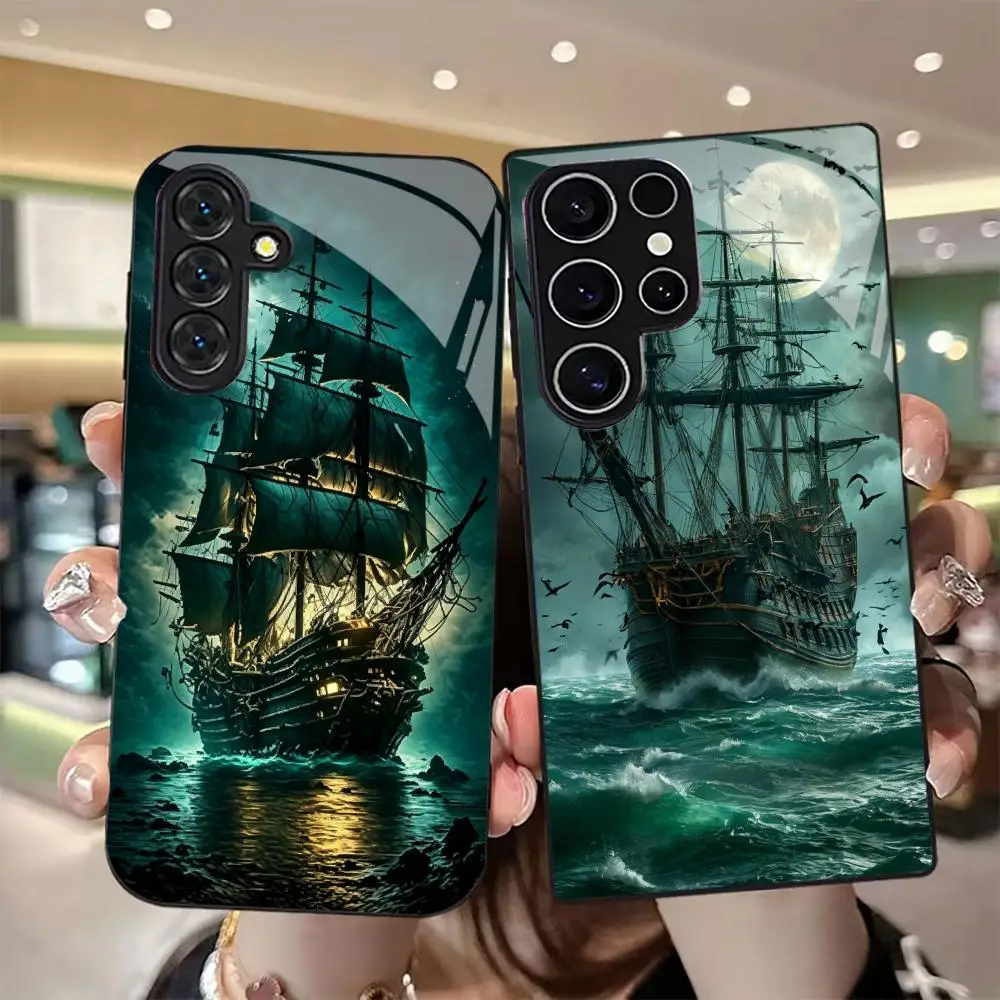 Vintage pirate ship1 Phone Case For Samsung S25 S24 S21 S22 S23 S30 Ultra S20 Plus Fe Lite Note 10 Black Cover