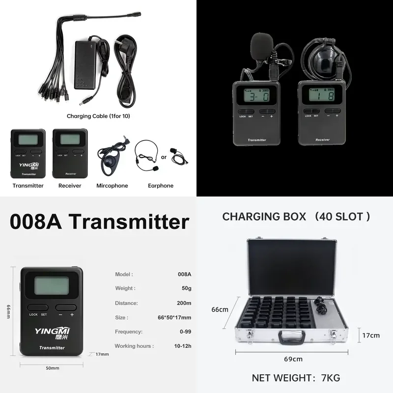 Hot Sell Yingmi Wireless Audio Tour Guide System with 200m Range 500-1000mAh Battery Lifetime Warranty