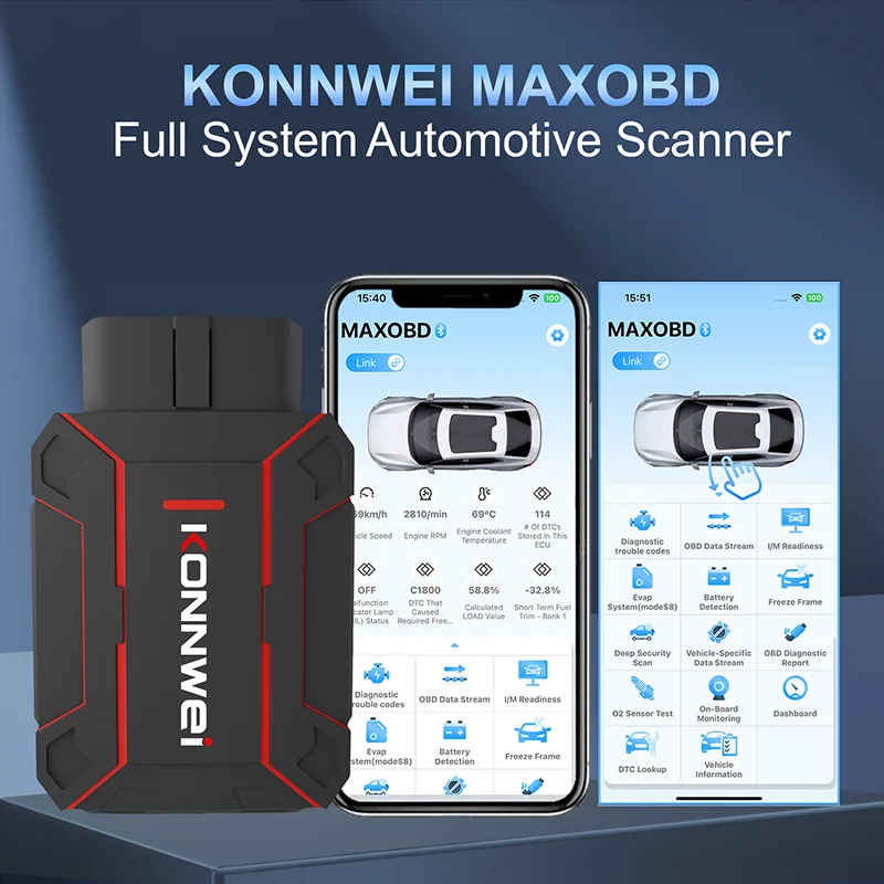 

OBD2 диагностический инструмент автомобильный всесистемный сканер для KONNWEI MAXOBD считывание кода двигателя подушка безопасности автоматическая коробка передач ABS для Toyota