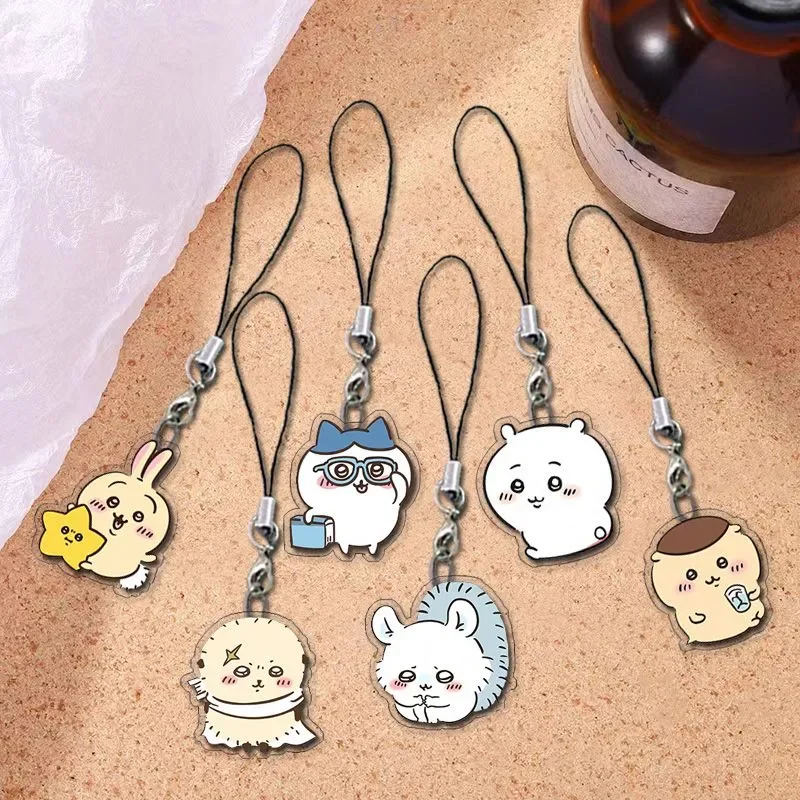 Cadena para Teléfono Móvil Hachiware con Patrón de Dibujos Animados de Usagi, Colgante para Teléfono Móvil, Cadena para Parejas, Estilo Japonés