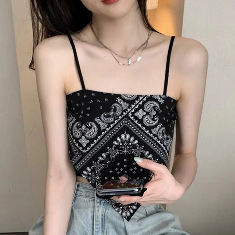 Sleeveless Tank Floral Crop Top For Daily Wear Breathable Fabric Backless Design Ladylike Style Korean Fashion