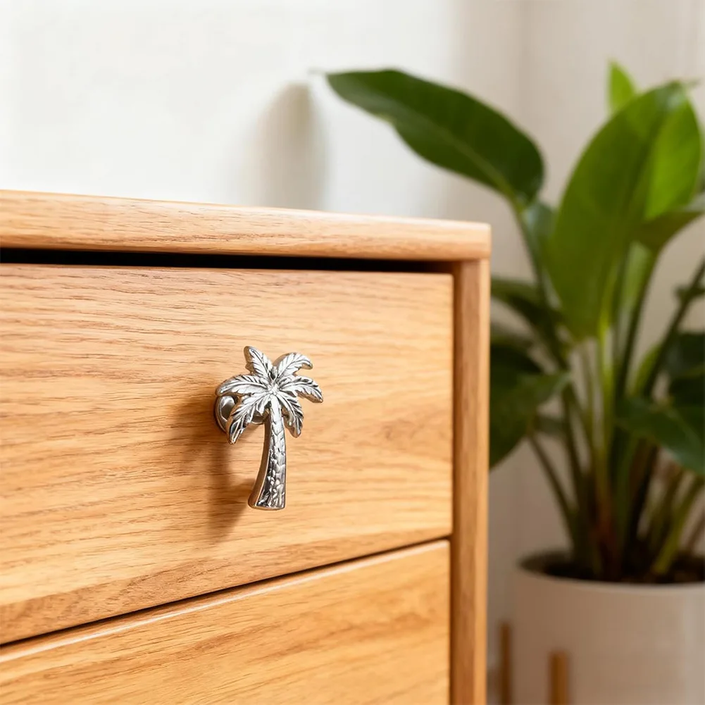 Zinc Alloy 6 Pack Cabinet Knobs with Coconut Tree Design for Kitchen Cabinets Dresser Drawers Wardrobe Doors and Vanity Units