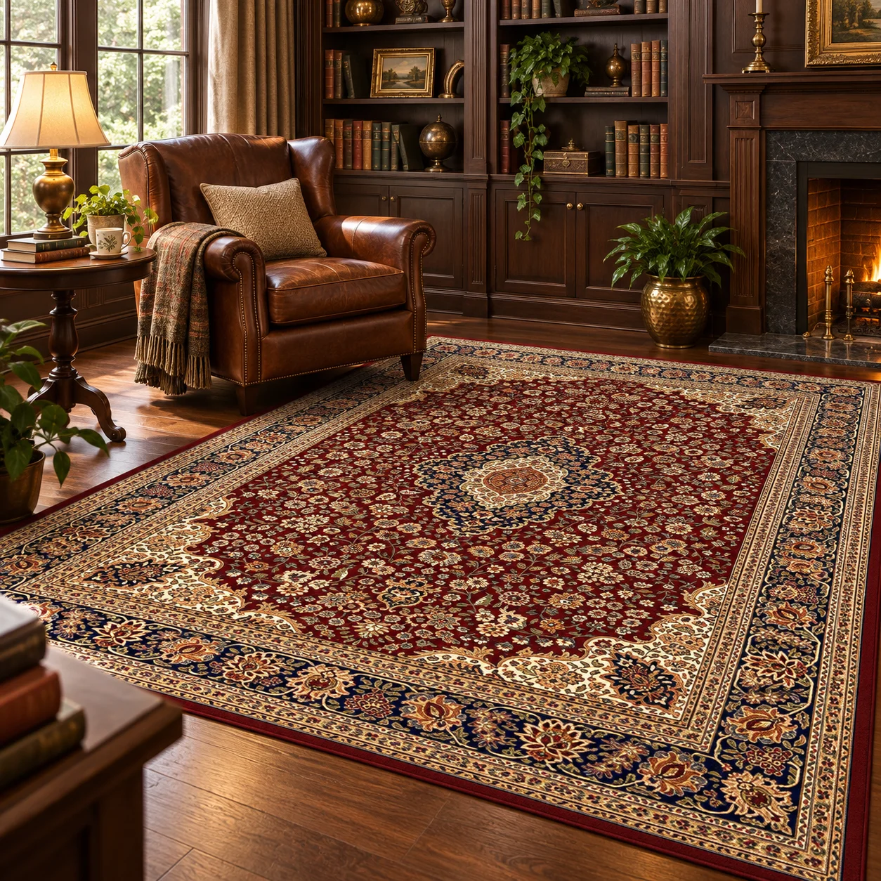Bohemian Vintage Persian Style Area Rug Tech Fabric Diatom Mud Living Room Bedroom Floor Mat Classic Floral Pattern Sofa Coffee Table Carpet Retro Home Decor Hallway Study Room Dining Room Entrance Decorative Indoor Rug Boho Interior Room Decoration
