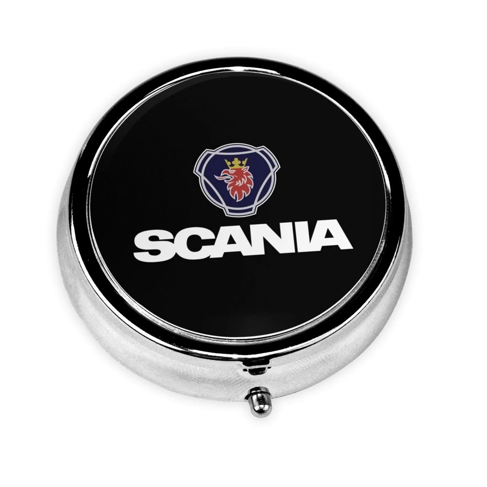 Scania Pill Box 3 Compartment Portable Pill Case for Pocket or Purse Pill Box Decorative Metal Medicine Vitamin Organizer Gifts