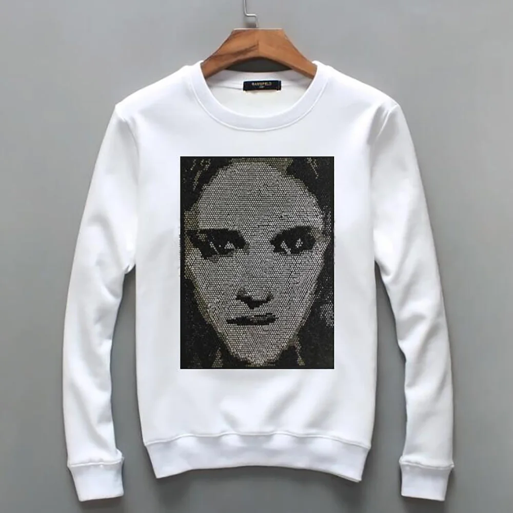 S-5XL New Pullover Sweatshirt  Fashion  2025 Hot Sale Designer  Rhinestone Hip Hop Street  Top