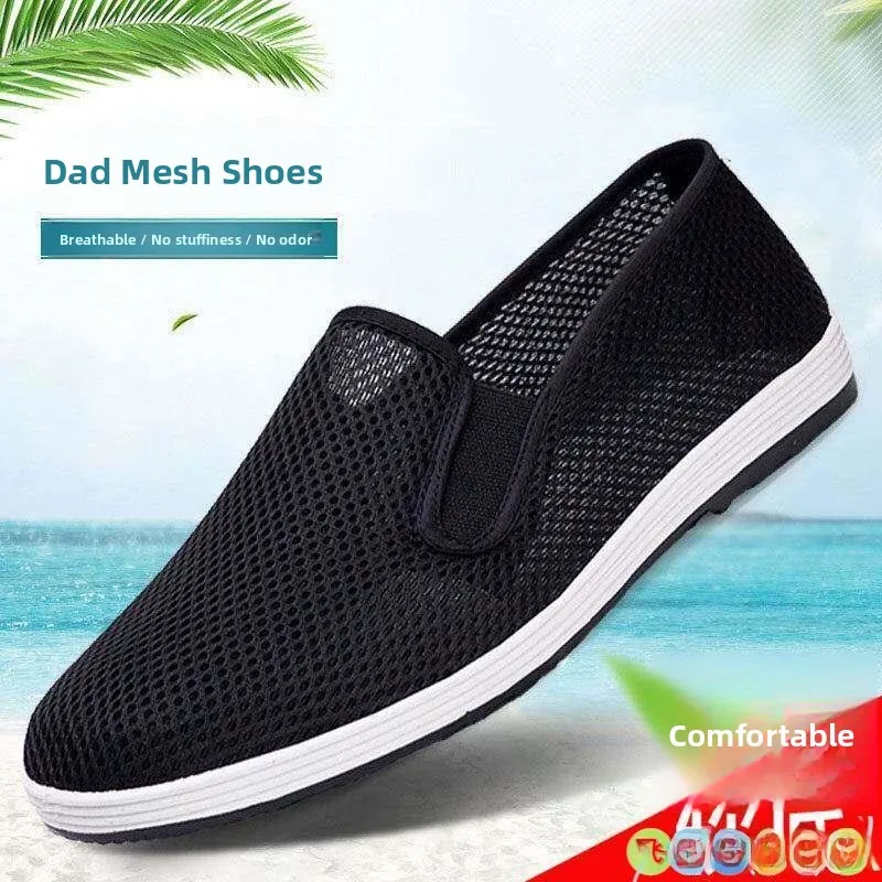 

Men's Casual Breathable Slip-On Sandals with Cow Tendon Bottom Comfortable Mesh Upper Anti-Slip Summer Beach Shoes
