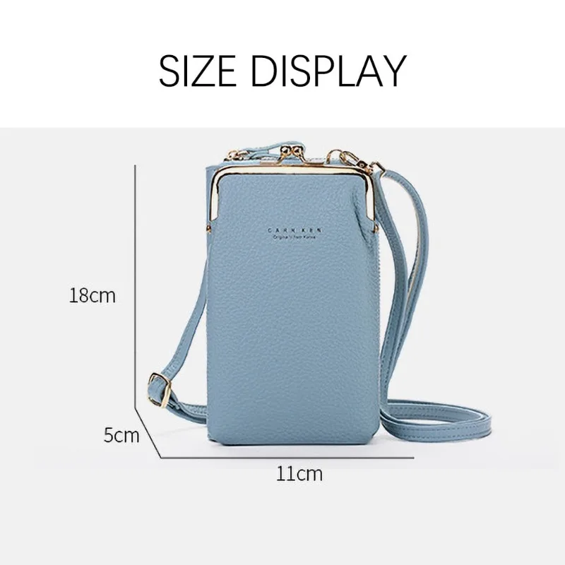 Sacos Crossbody De Couro De Metal Para Mulheres, Tela De Toque, Bolsa Do Telefone Celular, Carteira De Smartphone, Alça De Ombro, Bolsa, 1Pc