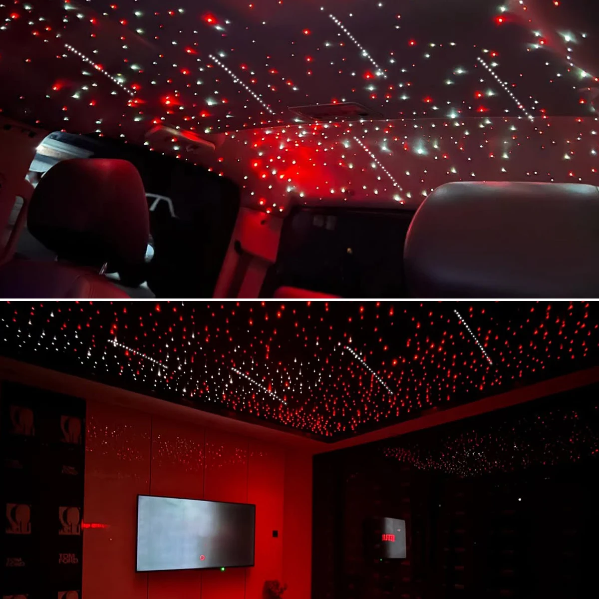 Kit de plafonnier étoile à Fiber optique double Port 18W RGBW, météore scintillante 2 en 1, lumières étoiles de prise de vue avec application pour plafond de ciel étoilé de voiture