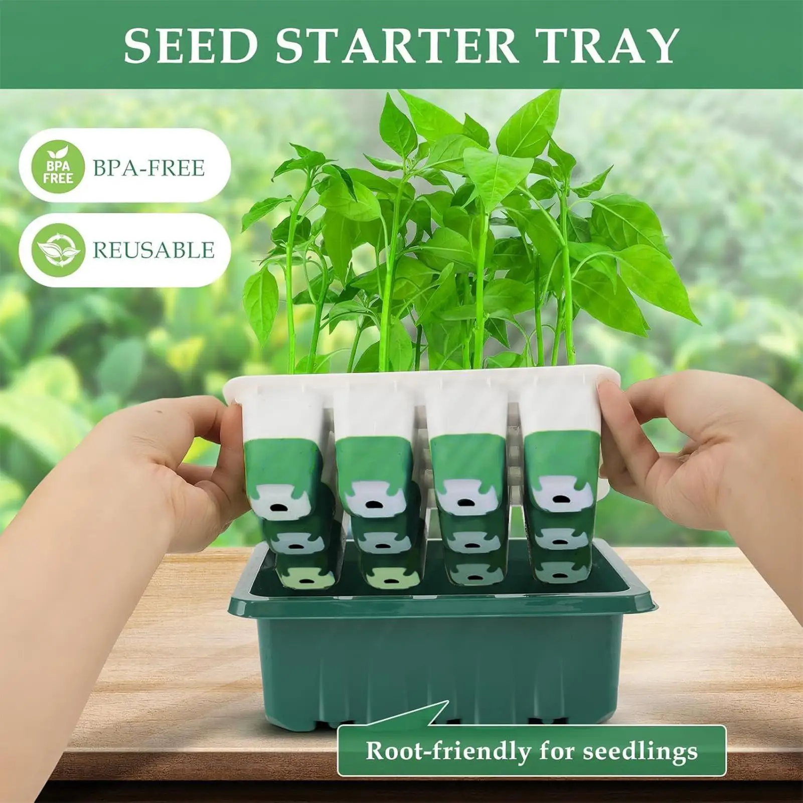 

Seedling Trays Seed Starter Kit Mini Propagator Plant Grow Kit with Humidity Vented Domes and Base for Seeds Starting