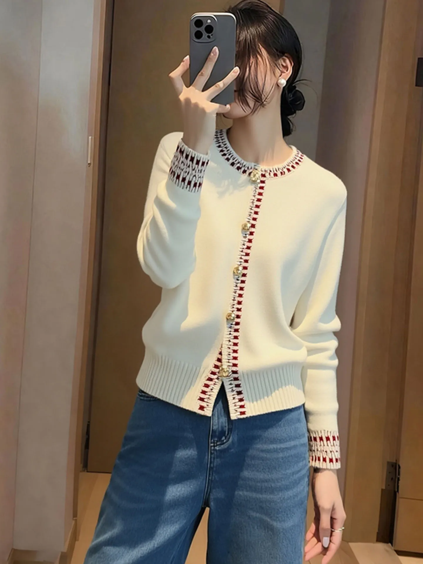 

Ele European Sle Women's Long Sve Knitwear Single Button Design Versatile Simple Winter Faion Casual Soft Wool Swe...