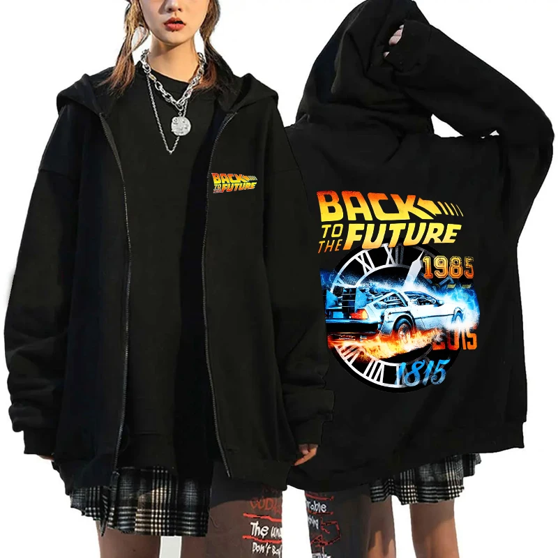 

Hot Back To The Future Hoodie Fashion Harajuku Zipper Hoodies Women Men Sweatshirt Long Sleeve Casual Tops