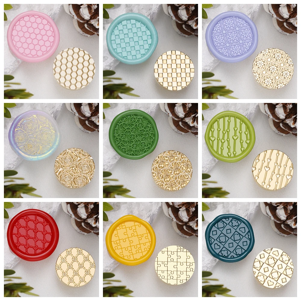 1pc Texture Wax Seal Stamps Brass Head 3D Dragon Scale Ice Cubes Growth Ring Triangle Sweater Pattern Removable Wax Sealing