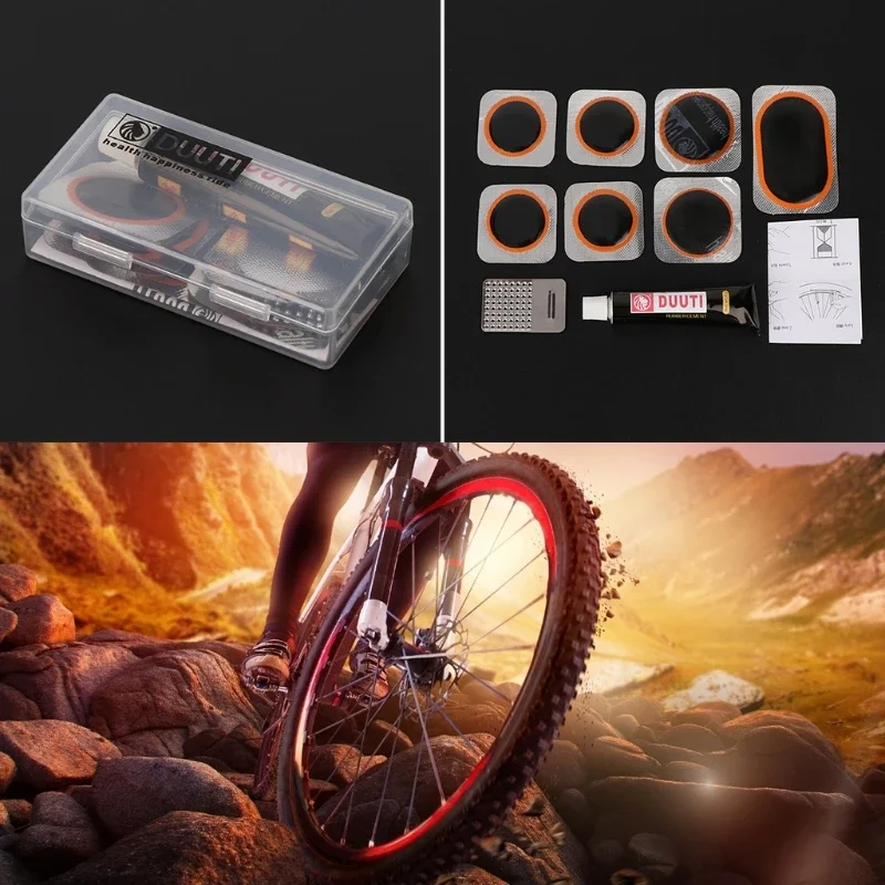 One Set Bicycle Tire Repair Tool Portable Kit with Transparent Box Case Accessory  Useful