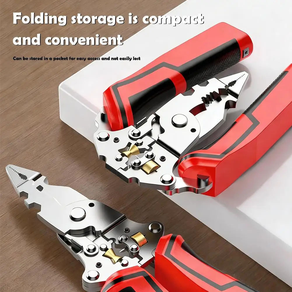 折りたたみ式ワイヤーストリッパー多機能電気技師用ワイヤースプリッターワイヤー巻線プライヤー圧着プライヤーハンドツール