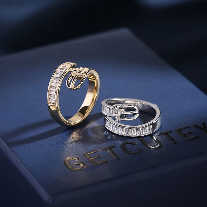 Регулируемое открывающееся кольцо, модное шарнирное кольцо в корейском стиле, креативный дизайн, персонализированное кольцо с пряжкой ремня