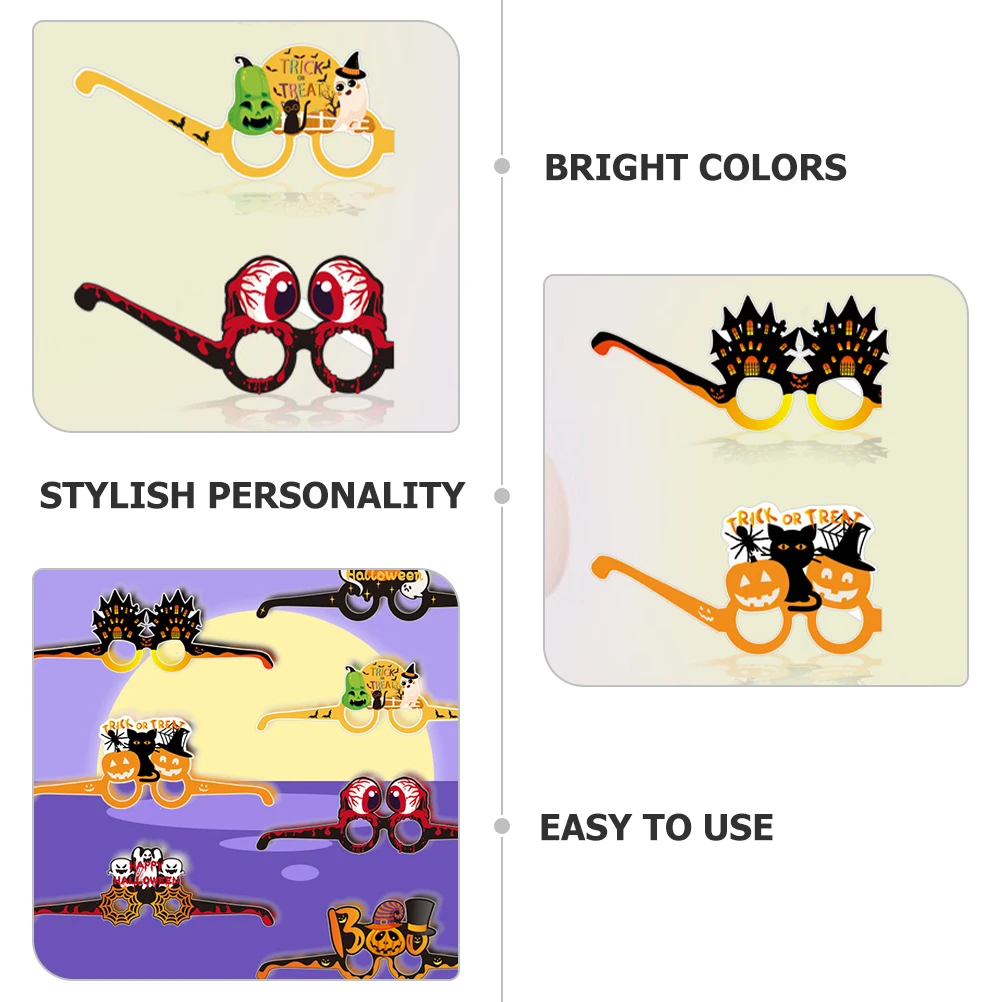 

8 Pcs Eyeglasses Accessories Halloween Costume Props Funny Glasses Party Prank Glasses for Home Family