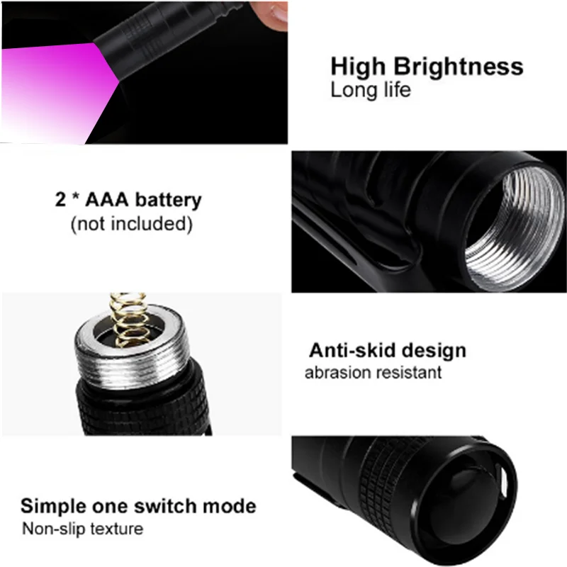 New Arrival ANYGO UV Pen Flashlight 395nM 365nM LED Light Mini Currency Detector Money Inspection Ultraviolet Penlight Torch