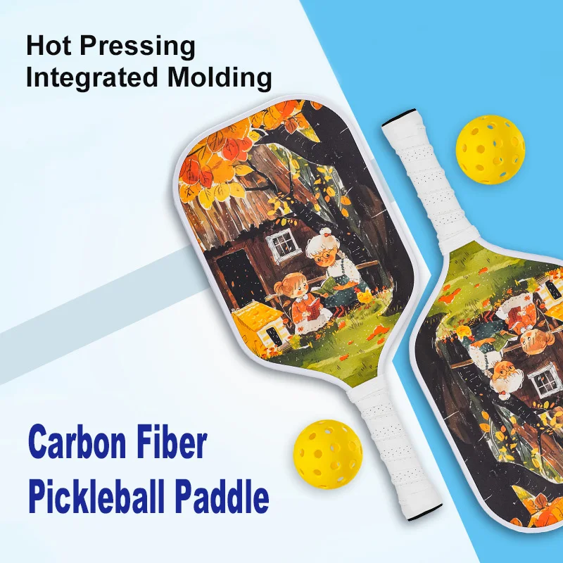 New Cartoon Design 16MM Thickness Hot Press Integrated PP Honeycomb T700 Core Carbon Fiber Pickleball Paddle Lightweight Racket