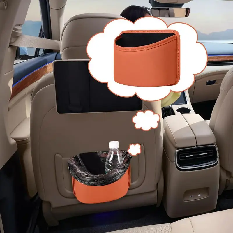 Car Trash Can For Back Seat Auto Trash Can Interior Car Garbage Bin Car Organizer Leakproof Multipurpose Car Organizers image 2