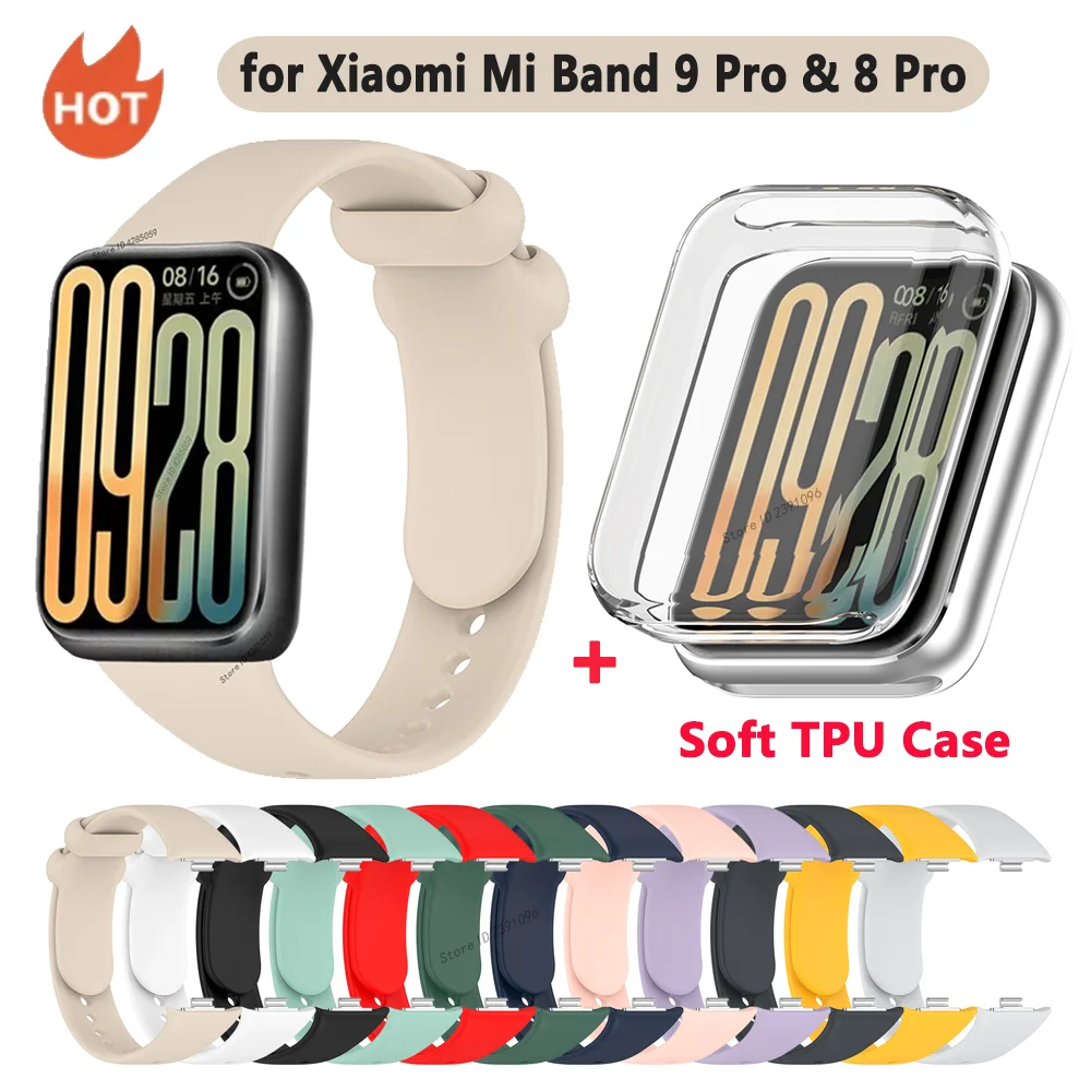 Чехол из ТПУ, силиконовый ремешок для Xiaomi Mi Band 9 Pro/8 Pro, спортивный ремешок для Xiaomi Smart Band 8 Pro, сменный браслет
