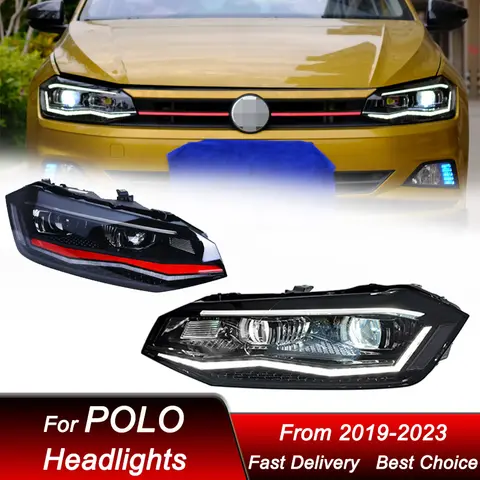 Bilstrålkastare för Volkswagen VW POLO GTI 19-23 LED-strålkastarmontering Uppgradering av högkonfigurerad projektorlinstillbehörskit 8 best sales Polo-strålkastare - №8