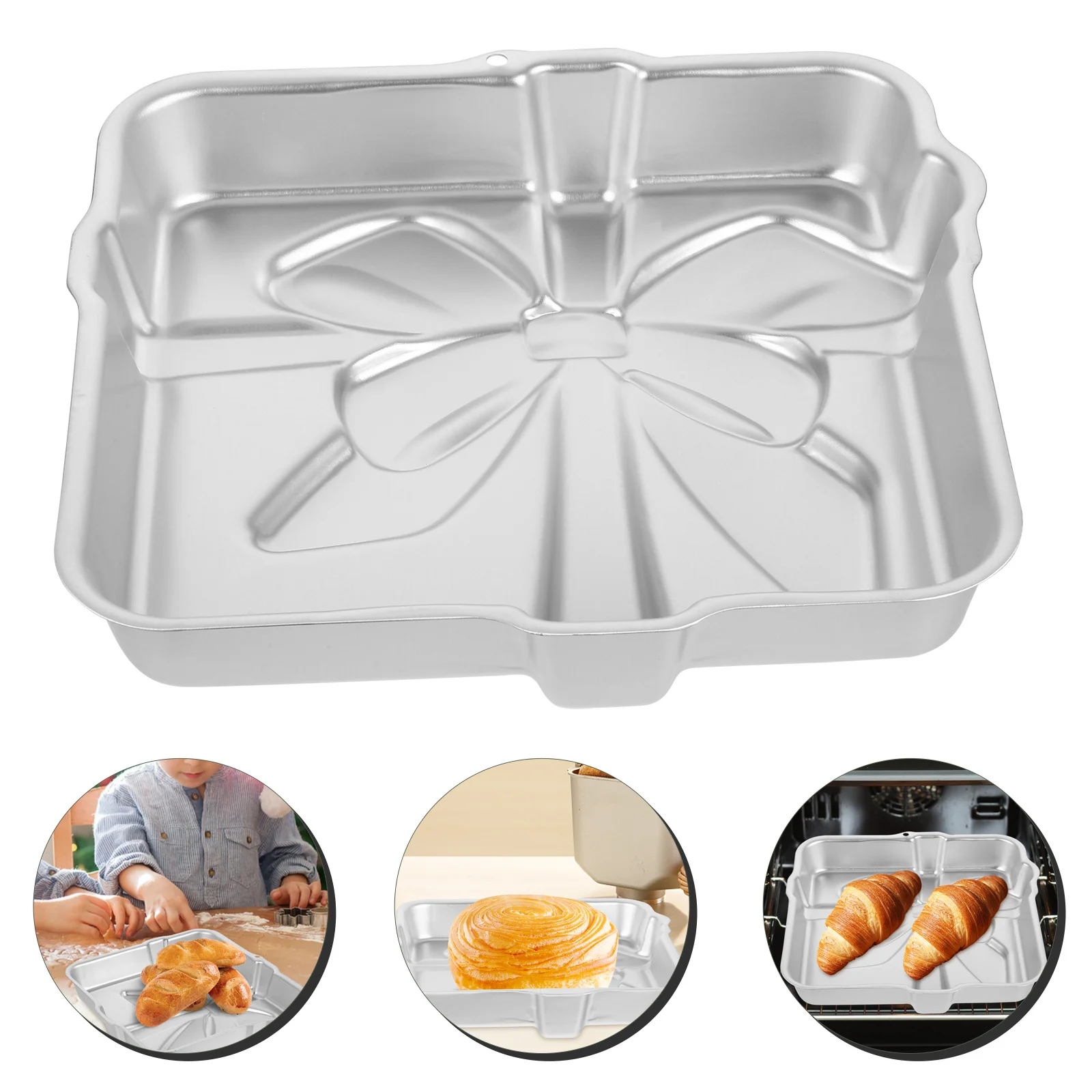 

Cake Baking Pan 3D Gift Box Shape Aluminum Alloy Baking Mold Non-Stick Reusable Kitchen Bakeware Oven Toast Desserts