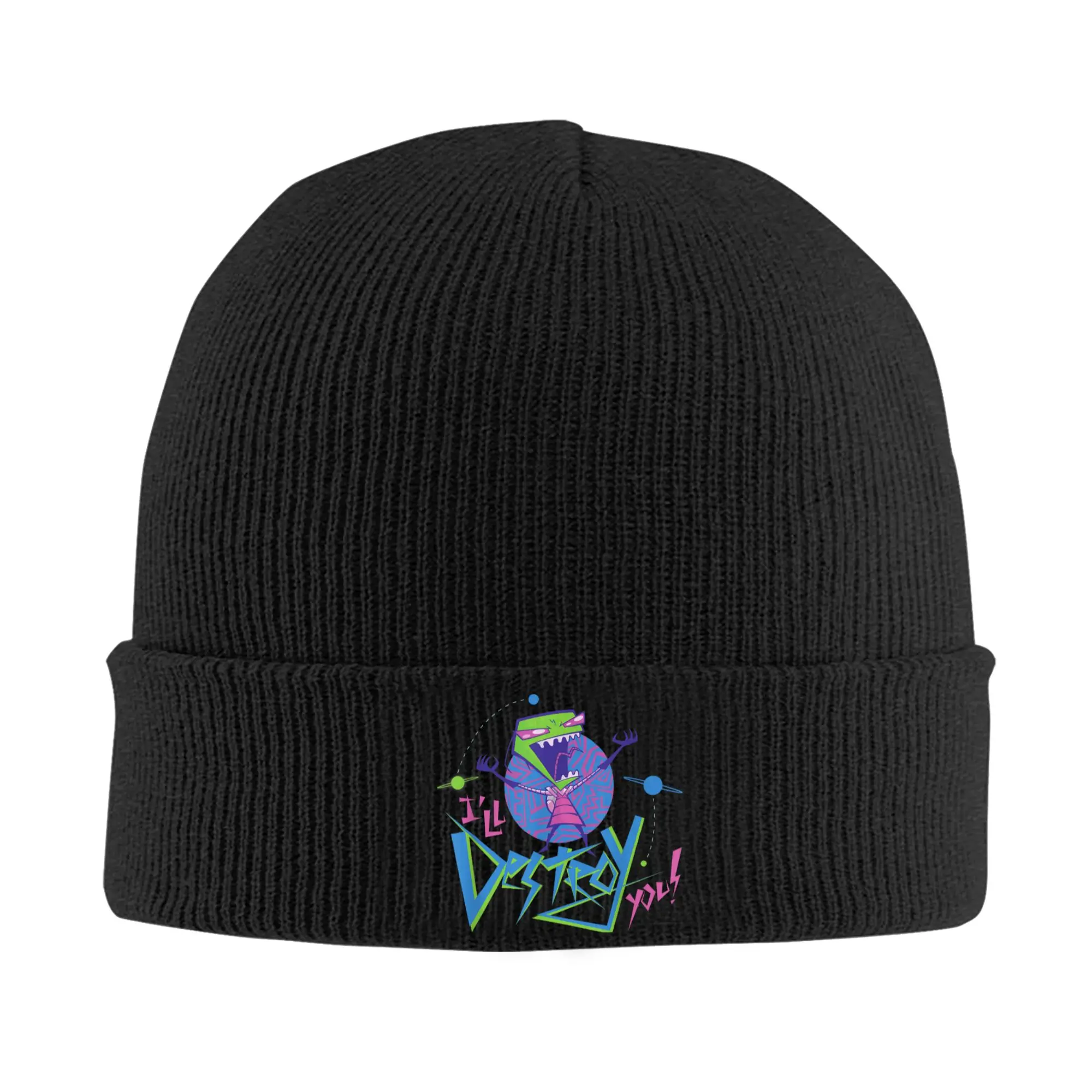 Invader Zim I Will Destroy You Knit Hat Beanies Winter Hat Warm Acrylic  New  Cap for Men Women Gifts,