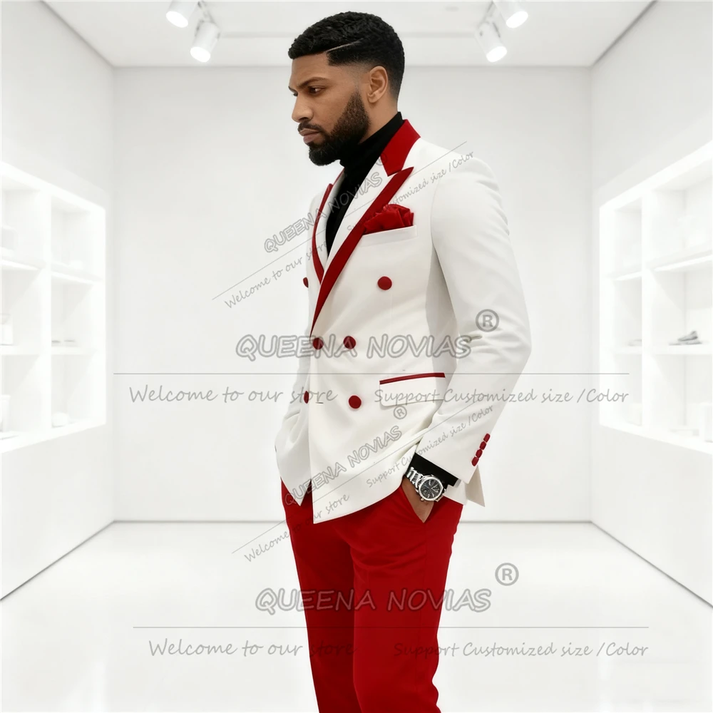 

Элегантный сращенный костюм для мужчин, комплект из 2 предметов, двубортный пиджак, брюки, индивидуальный мужской смокинг для банкета, вечеринки, жениха, облегающий крой