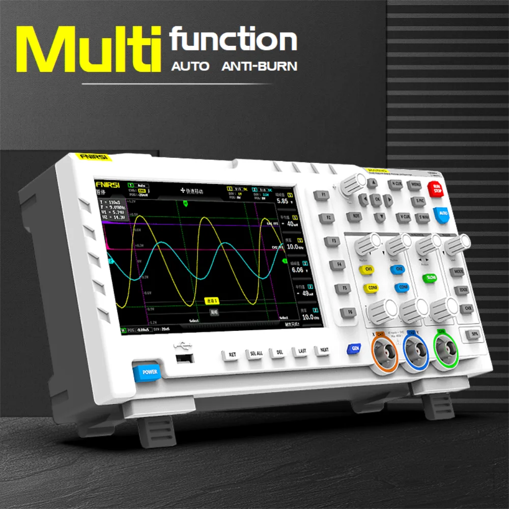 

FNIRSI 1014D 100MHz Bandwidth Digital Oscilloscope 2 In 1 Professional Signal Generator 2 Channel Input 1GSa/s Sampling Rate