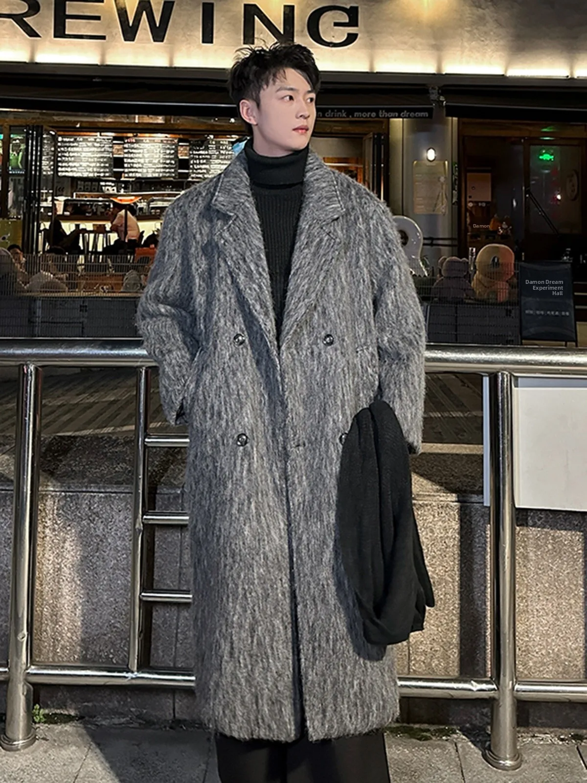 

Мужское шерстяное пальто средней длины, осенне-зимнее, утепленное, в корейском стиле, премиум-класса, стильная ветровка Haome