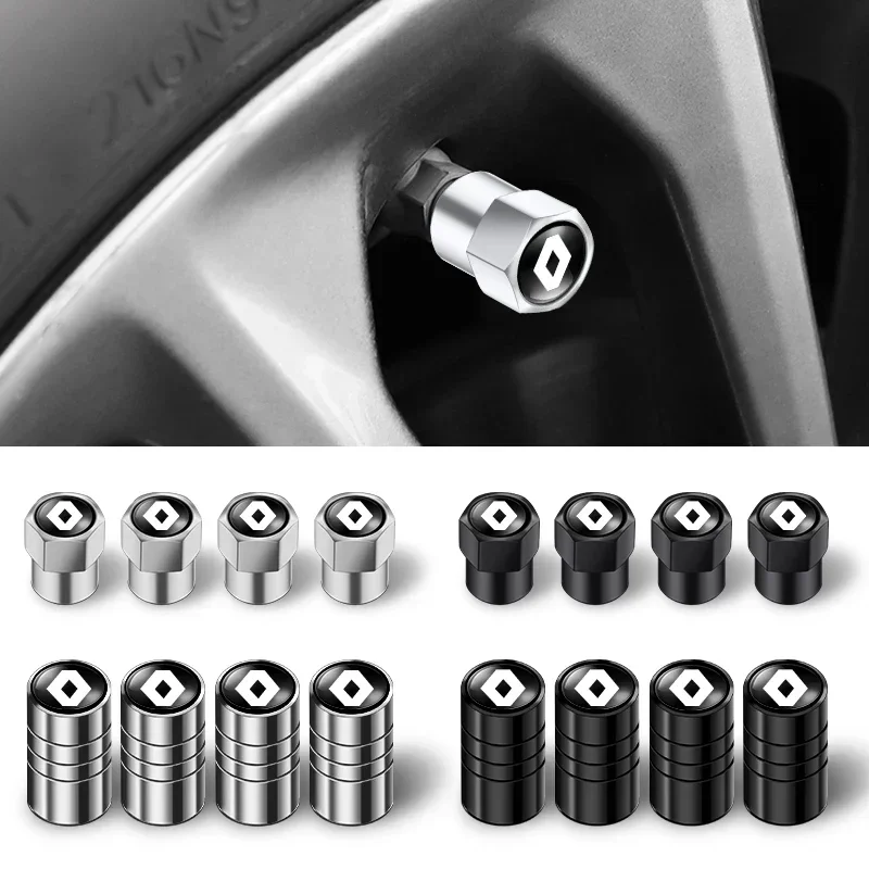 4Pcs Car Decorative Accessories Wheel Valve Stem Metal Dust Cap Cover For Renault RS Fluence Laguna Scenic 2 Latitude Captur ZOE