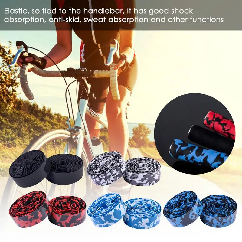 2Pcs Bicycle Bar Tape EVA Ycling Steering Wheel Cover Handle Grip Wrap Tape Shock-Absorbing Non-Slip Sweat-Absorbing Elastic