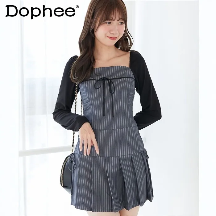 

Новое винтажное платье с пэчворком и шнуровкой в японском стиле для девочек, весна 2026, с длинным рукавом, повседневное, для работы и учебы