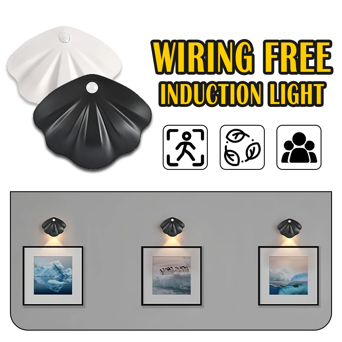 

Led Night Light Shell Shape Lamp Lampu Automatic Sensor Adjustable Tricolor Type-C Rechargeable On Batteries Room Decorative
