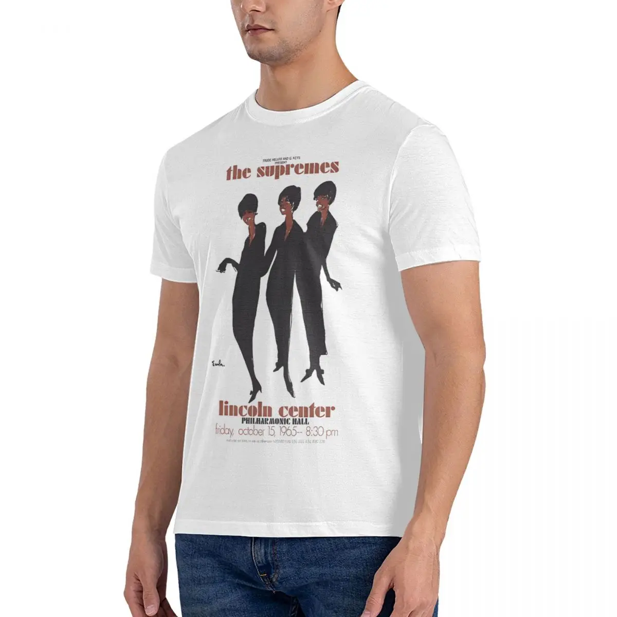 Vintage Concert Poster Men's T Shirts The S-Supremes Awesome Tees Short Sleeve Round Collar T-Shirts Pure Cotton Gift Idea Tops