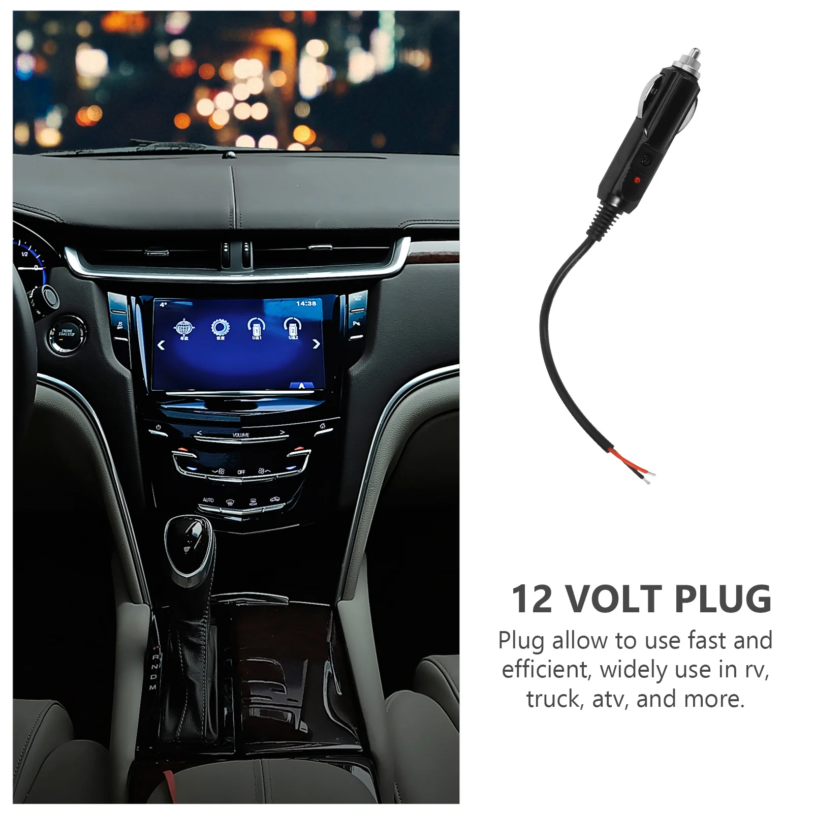 

Car Cigarette Lighter Extension Cable Universal Compatible Lightweight Portable Replacement Lead for Auto Rv Truck Atv 12V