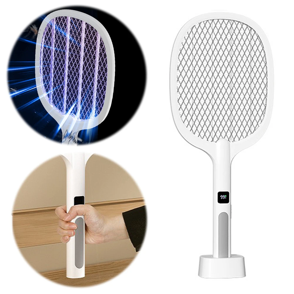 

Bug Zapper Racket Rechargeable Electric Fly Swatter 2 in 1 Mosquitoes Trap Lamp for Home Indoor Outdoor