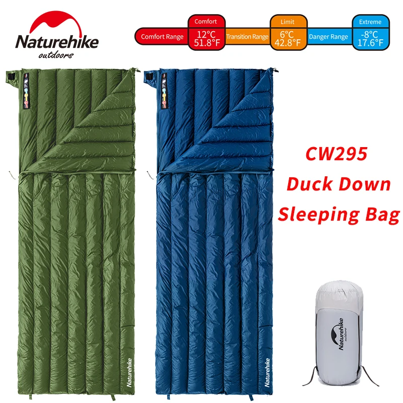 Naturehike CW295 Sleeping Bag Splicable Ultralight Hiking Travel Duck Down Envelope Sleeping Bag Spring Warm Adult Quilt Blanket